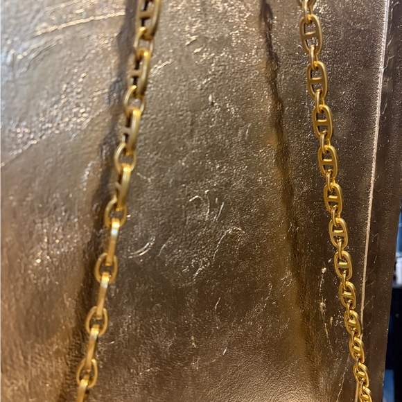 YSL White Leather Envelope Clutch Matching Chain EUC - Picture 6 of 9